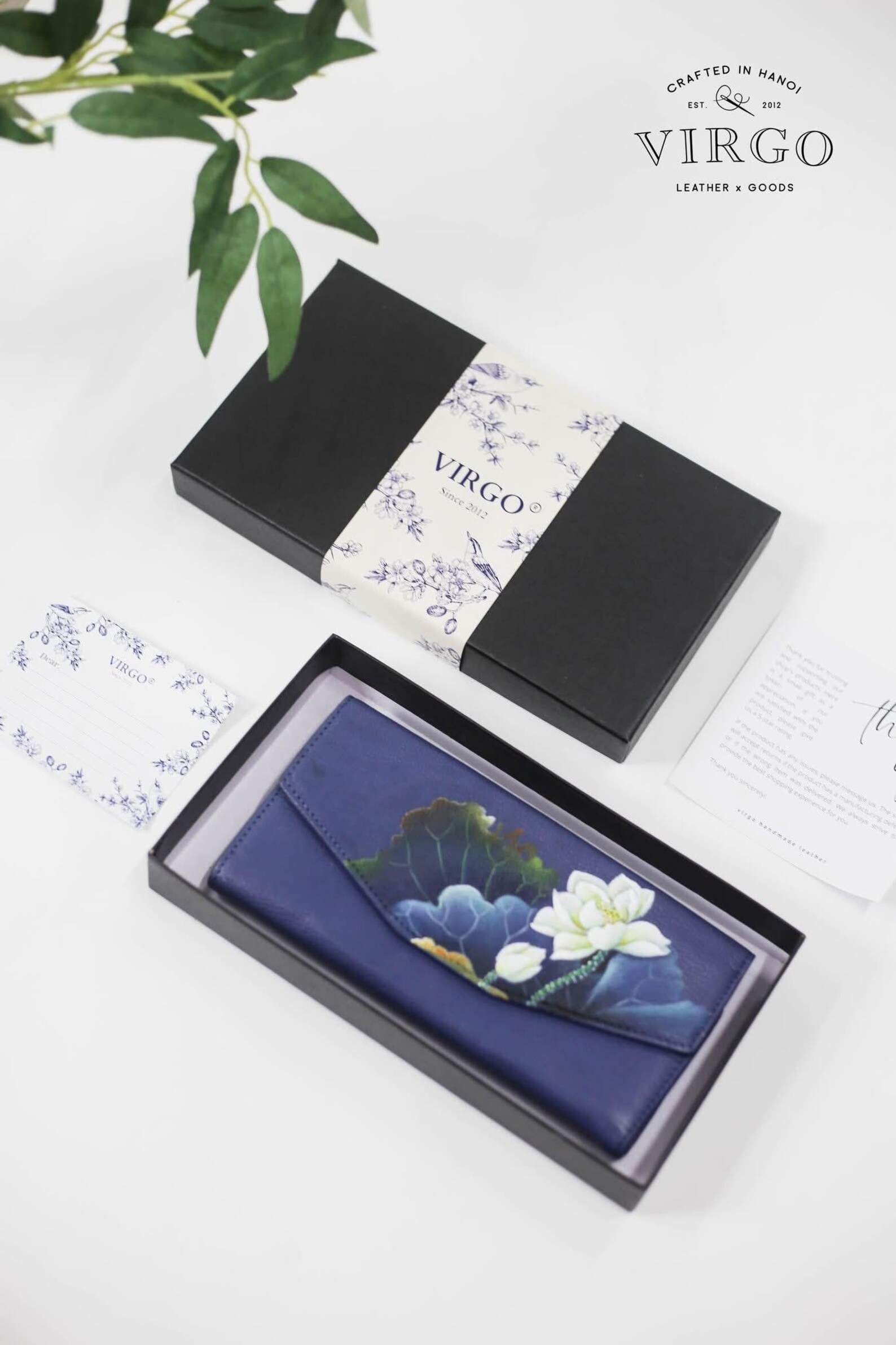 Lotus Hand-Painted Leather Wallet