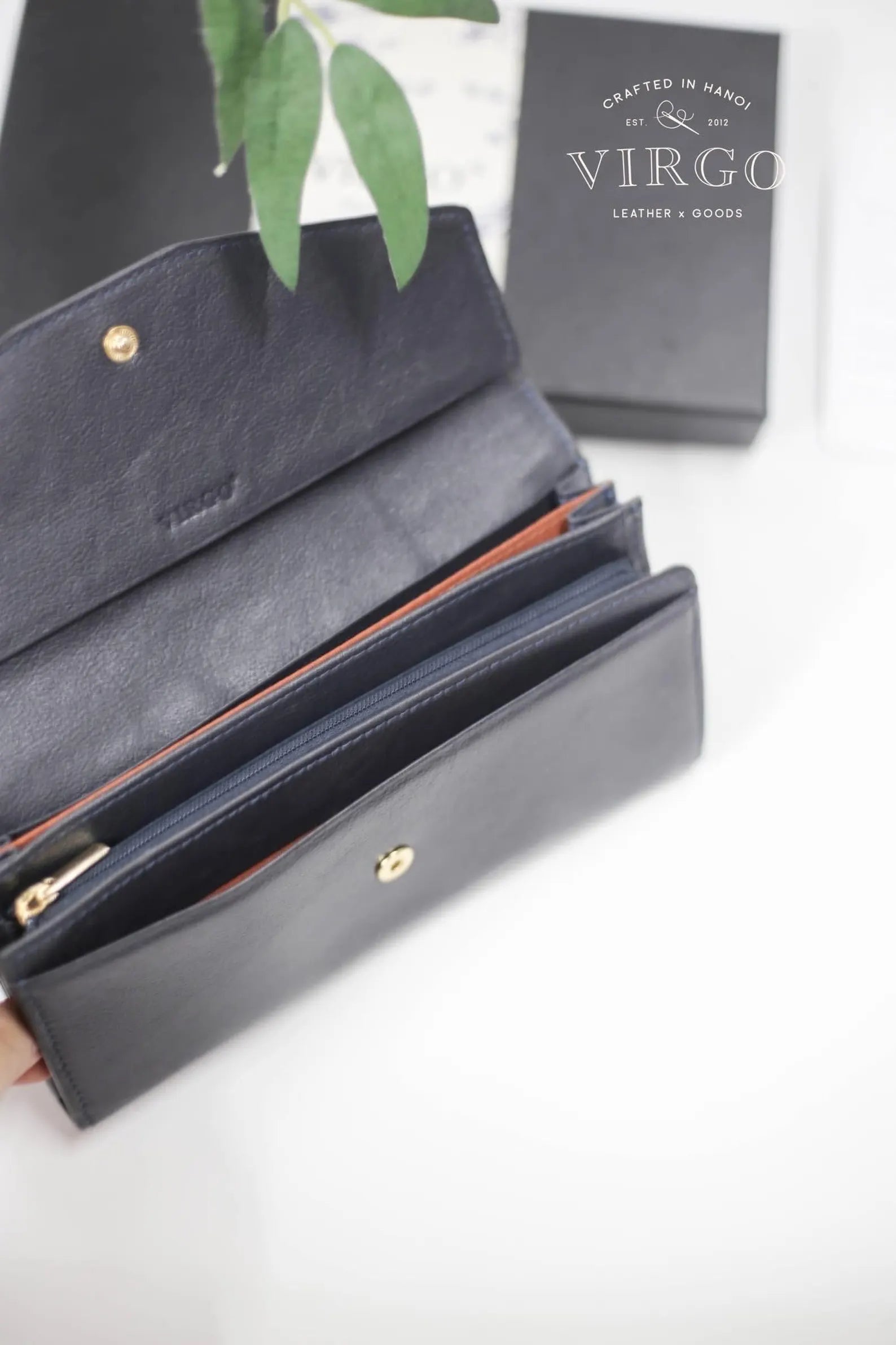 Lotus Hand-Painted Leather Wallet