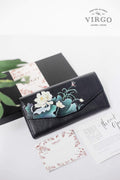 Lotus Hand-Painted Leather Wallet