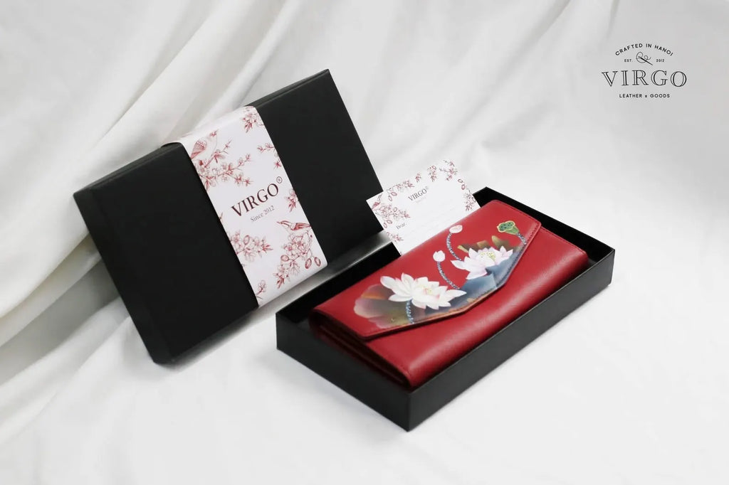 Lotus Hand-Painted Leather Wallet