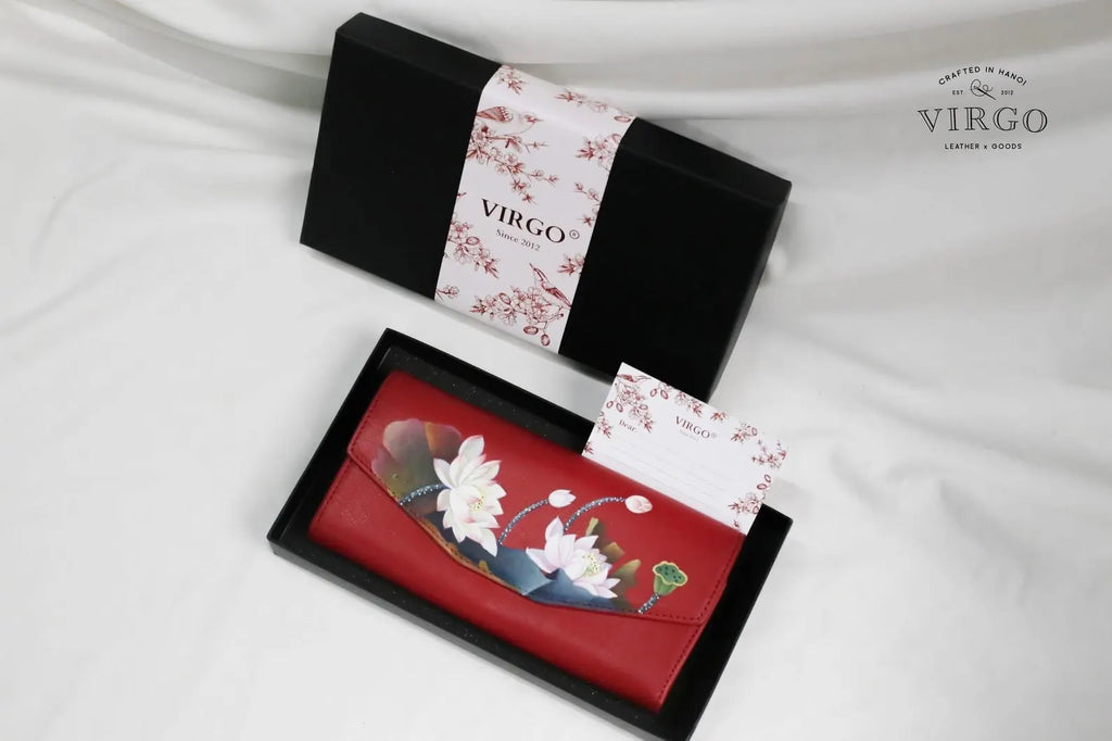 Lotus Hand-Painted Leather Wallet