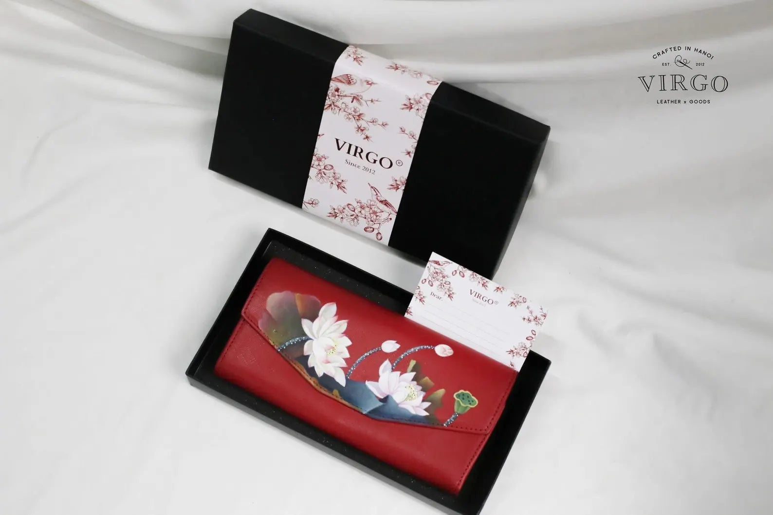 Lotus Hand-Painted Leather Wallet