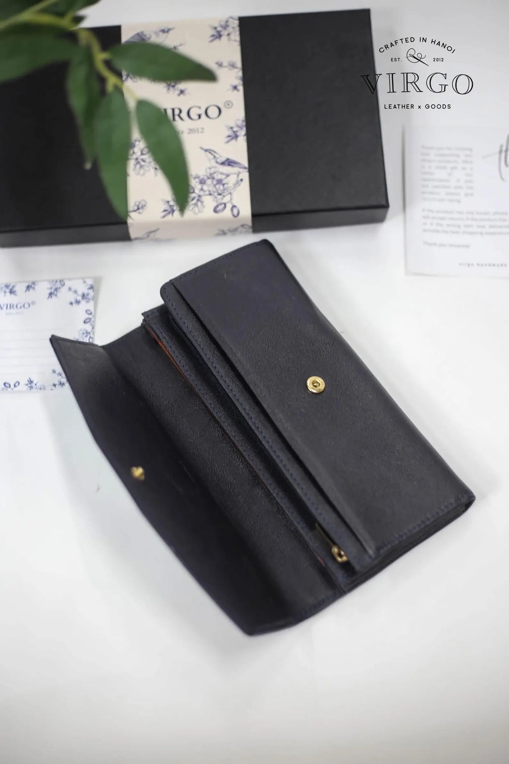 Lotus Hand-Painted Leather Wallet