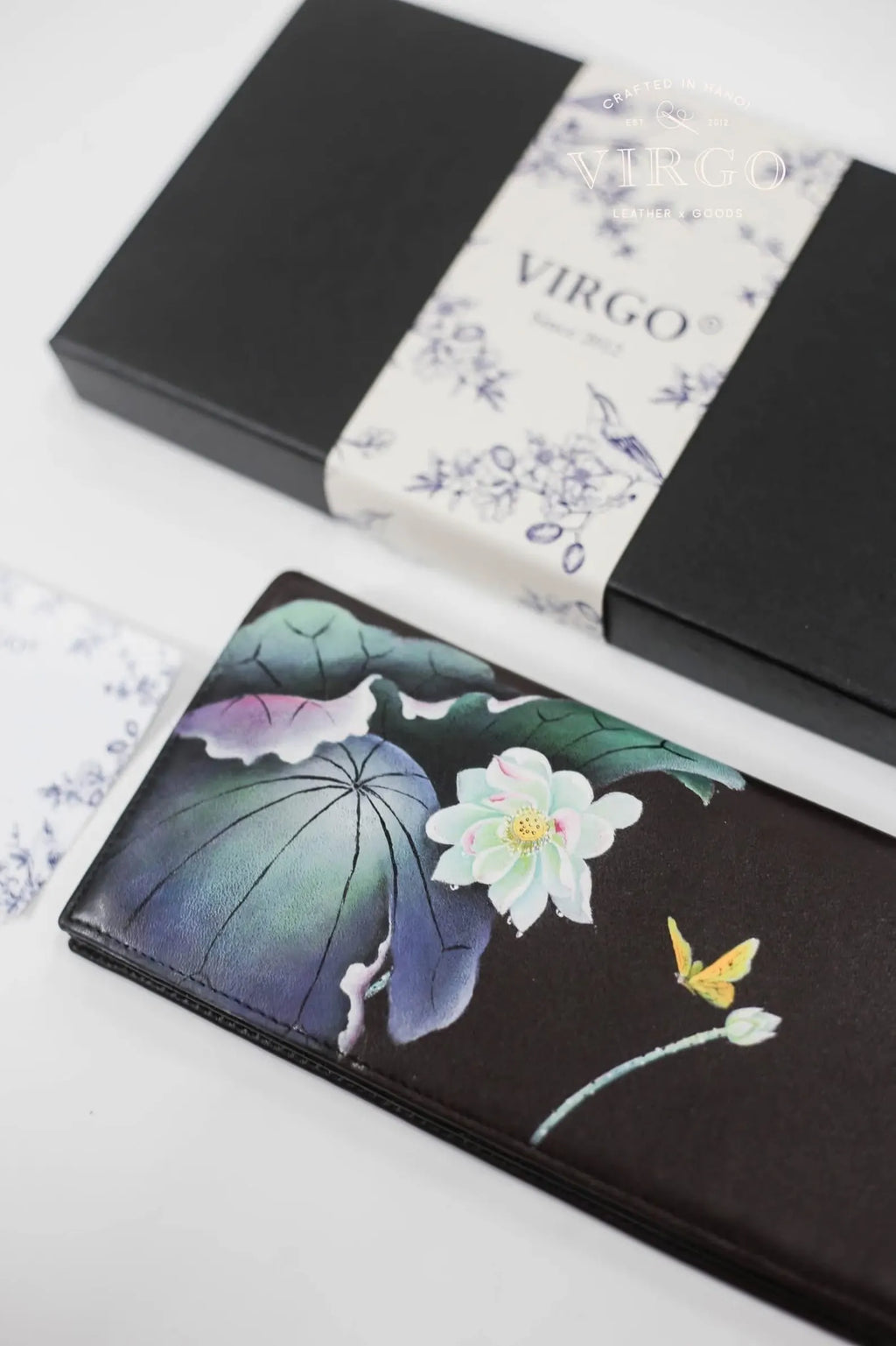 Lotus Hand-Painted Leather Wallet