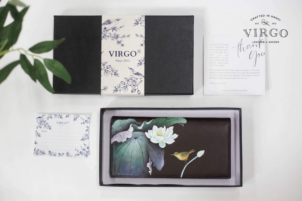 Lotus Hand-Painted Leather Wallet