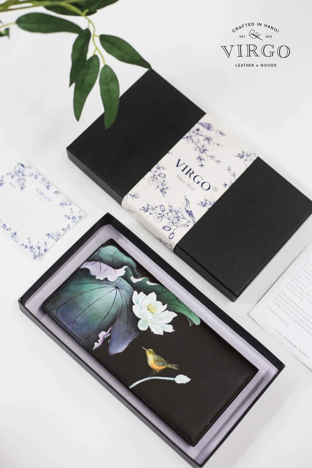Lotus Hand-Painted Leather Wallet