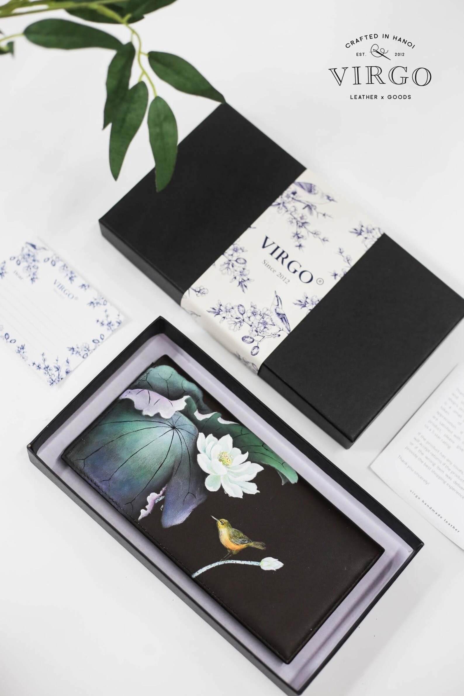 Lotus Hand-Painted Leather Wallet