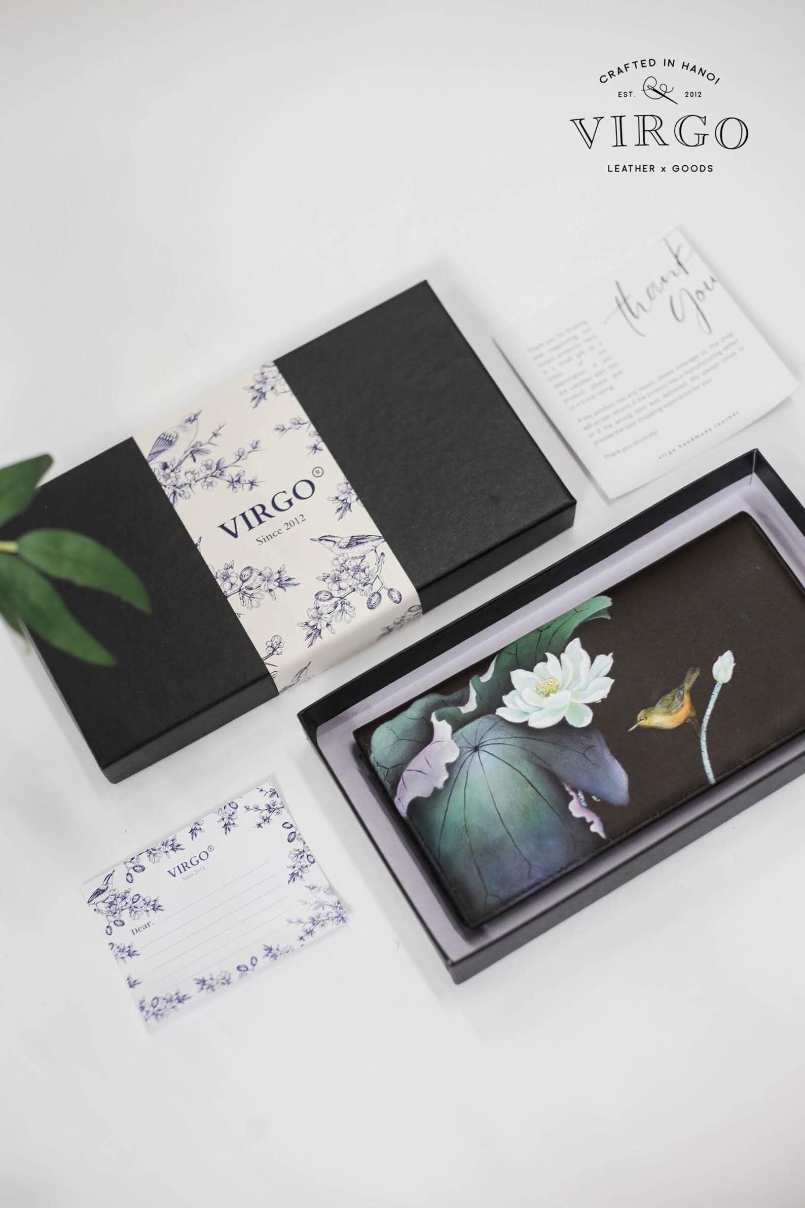 Lotus Hand-Painted Leather Wallet