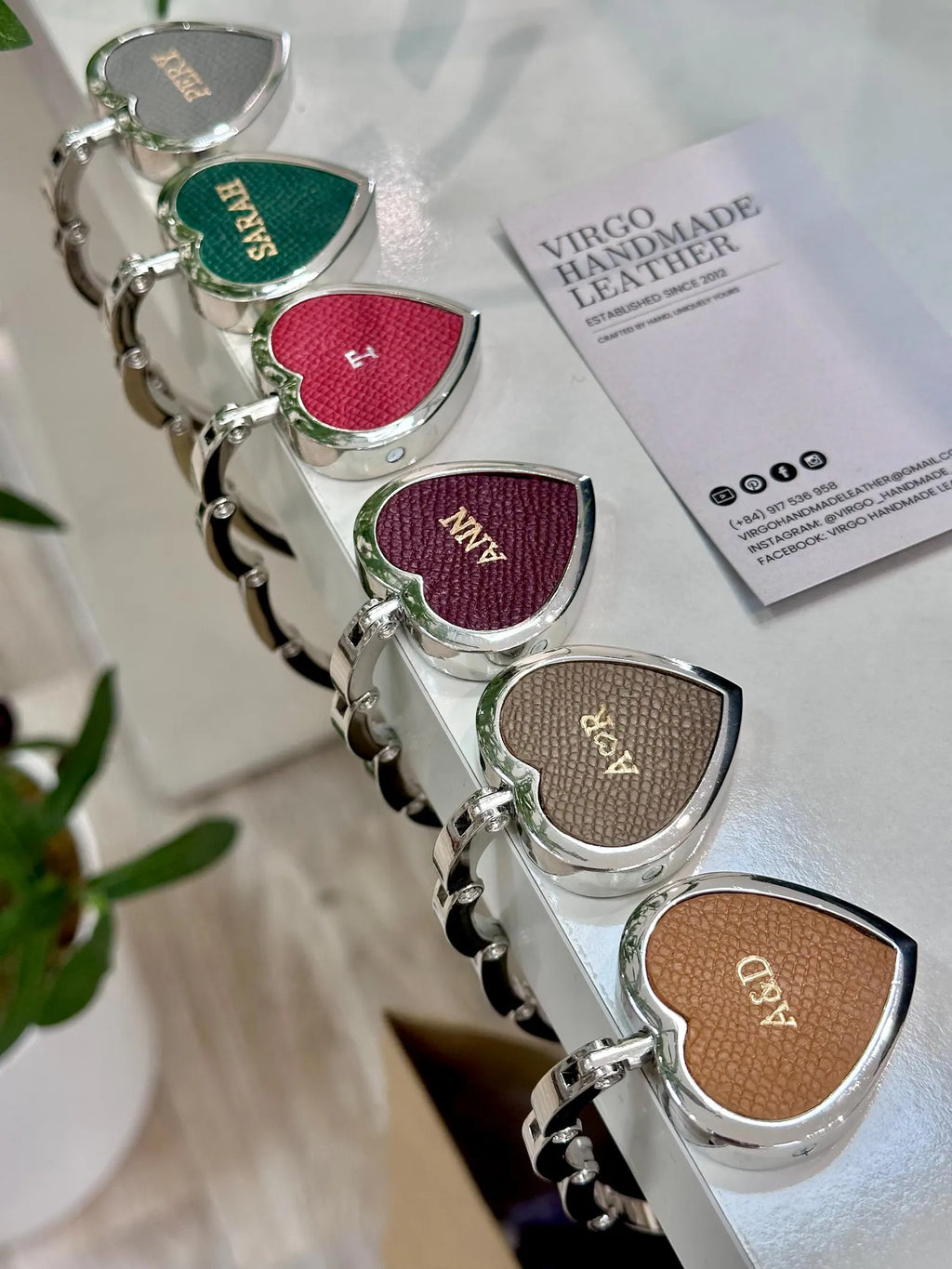 Personalized Heart Leather Bag HookHolder, Personalized Unique HookHolder, Custom Gift