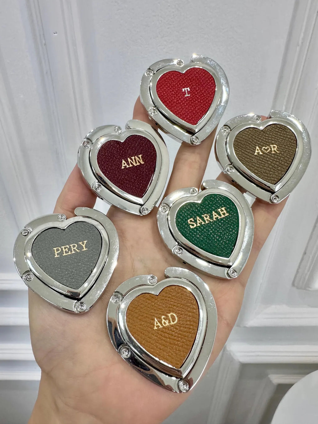 Personalized Heart Leather Bag HookHolder, Personalized Unique HookHolder, Custom Gift
