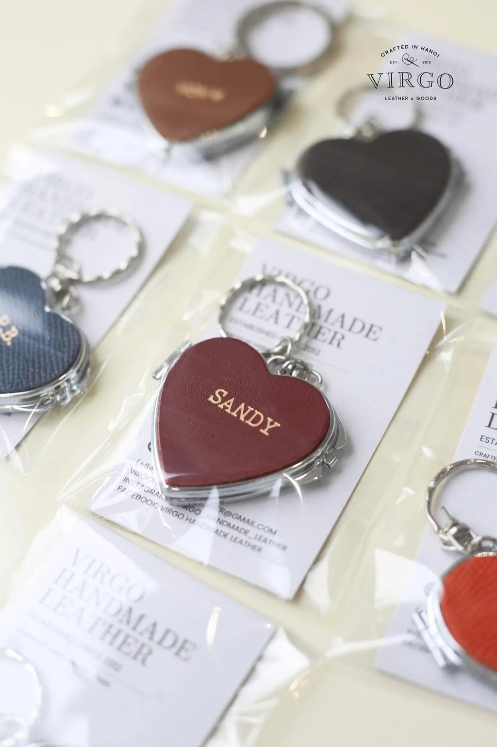 Personalized Heart Mirror Genuine Leather