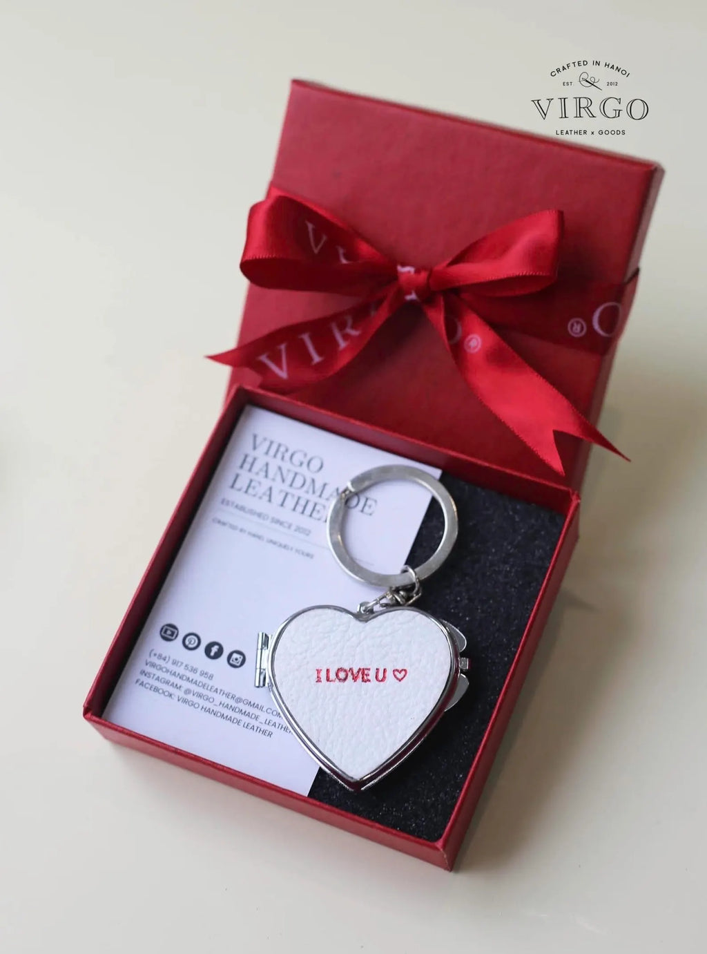 Personalized Heart Mirror Genuine Leather