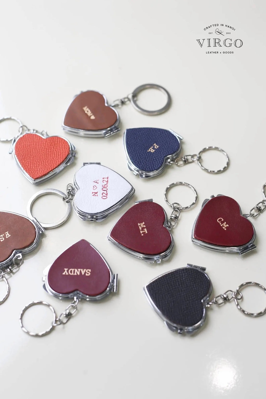 Personalized Heart Mirror Genuine Leather
