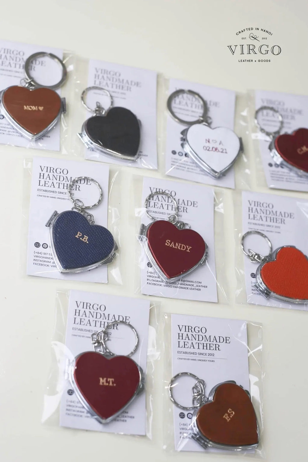 Personalized Heart Mirror Genuine Leather