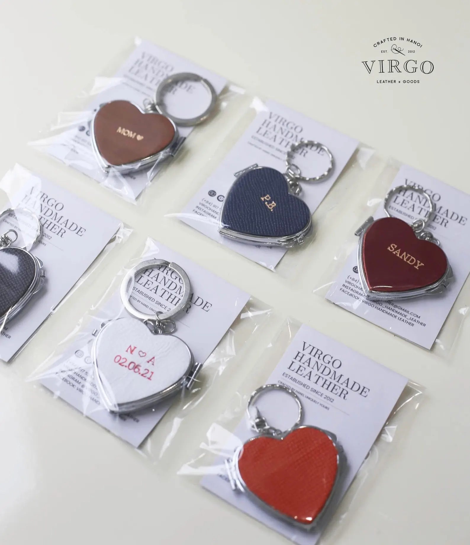 Personalized Heart Mirror Genuine Leather