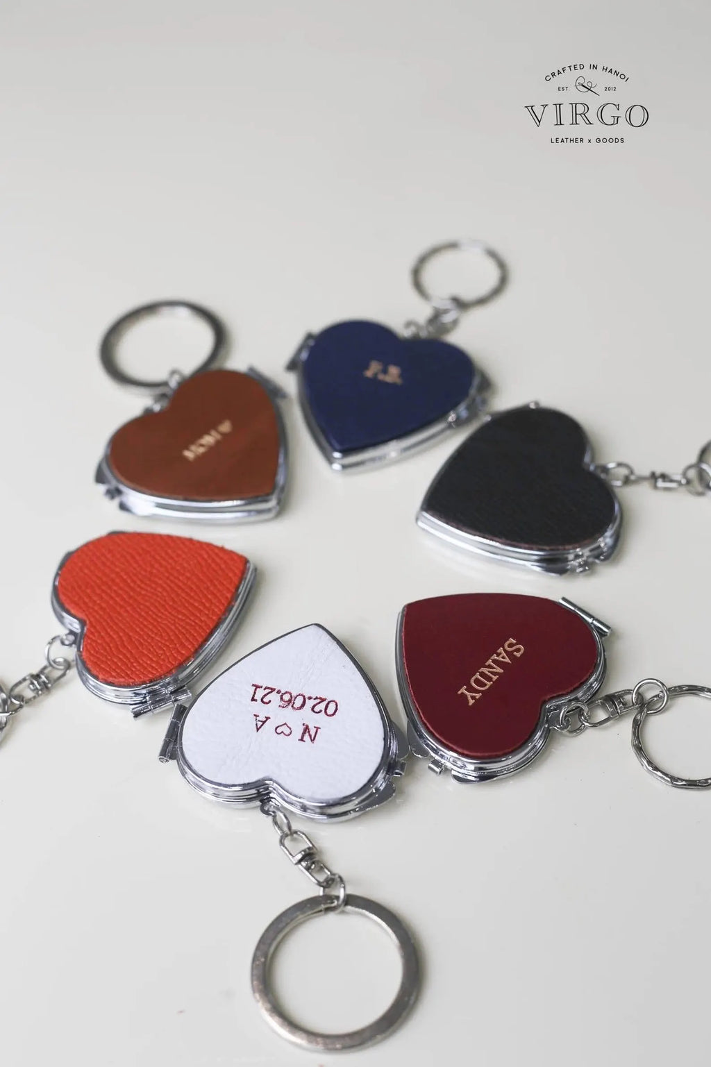 Personalized Heart Mirror Genuine Leather