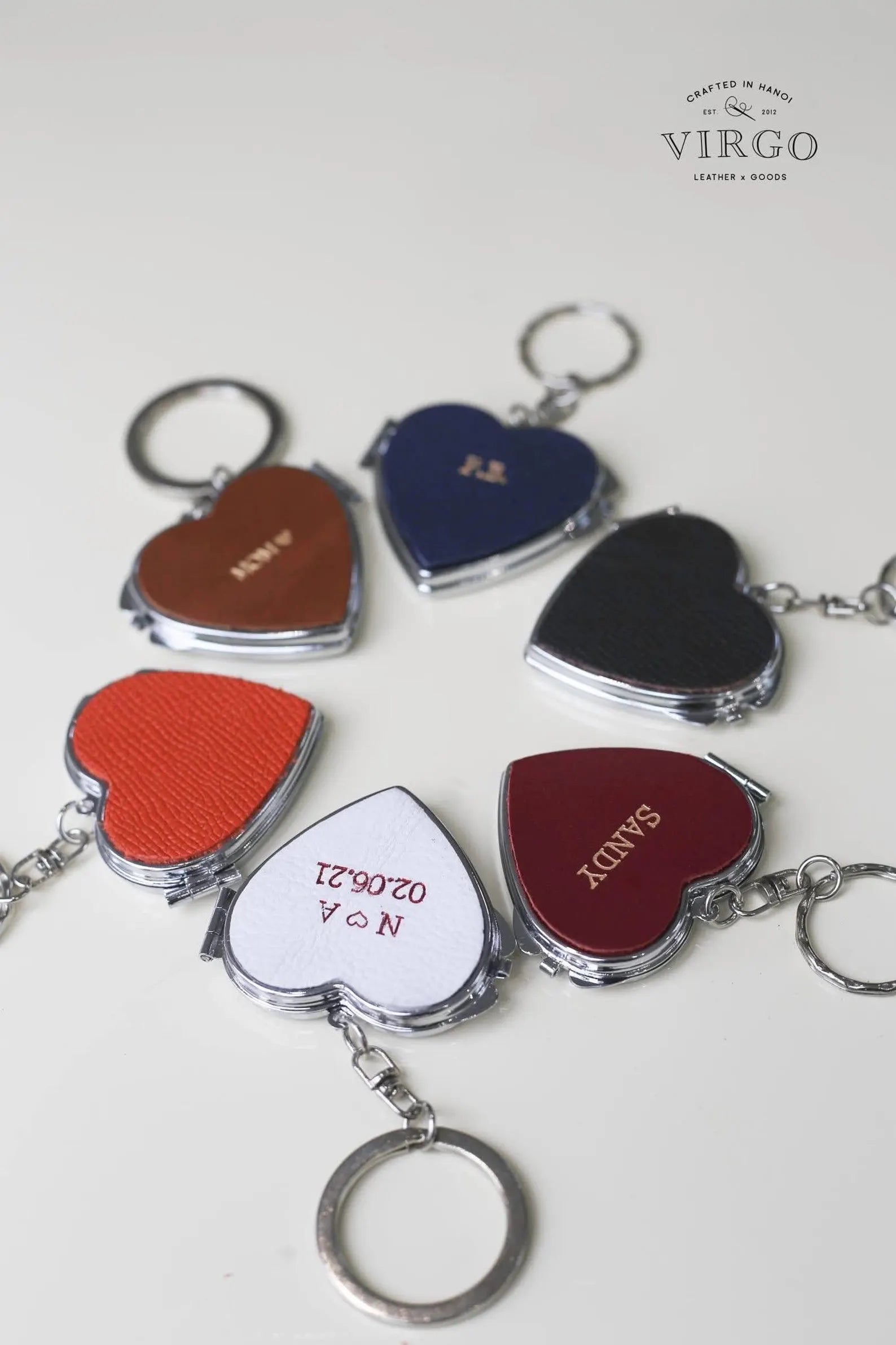 Personalized Heart Mirror Genuine Leather