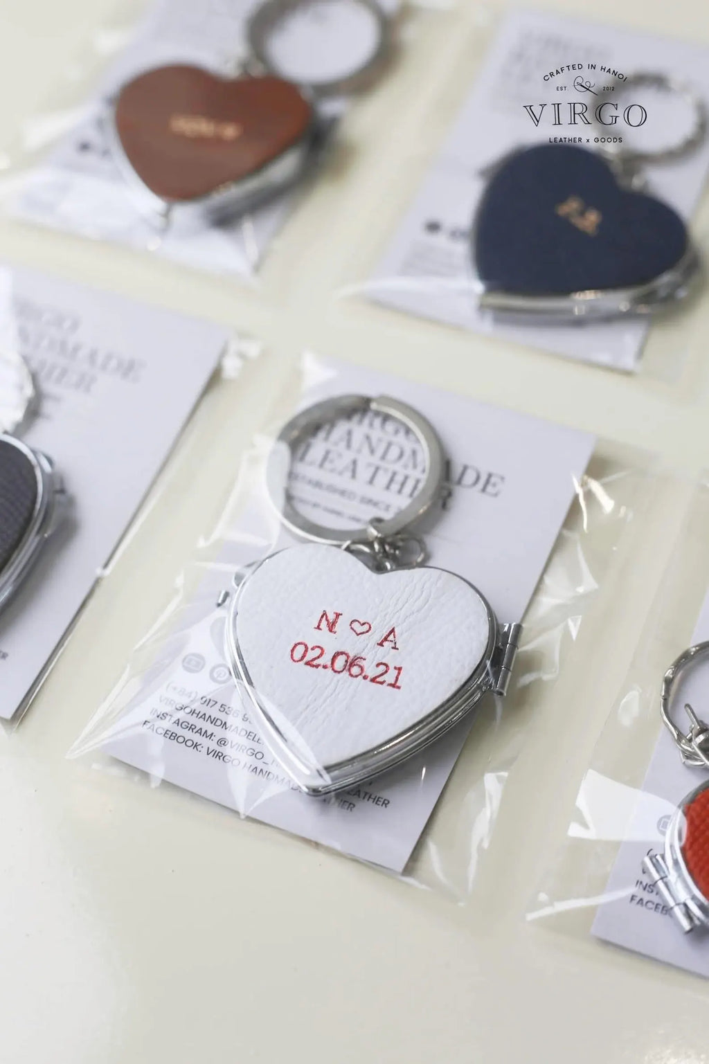 Personalized Heart Mirror Genuine Leather