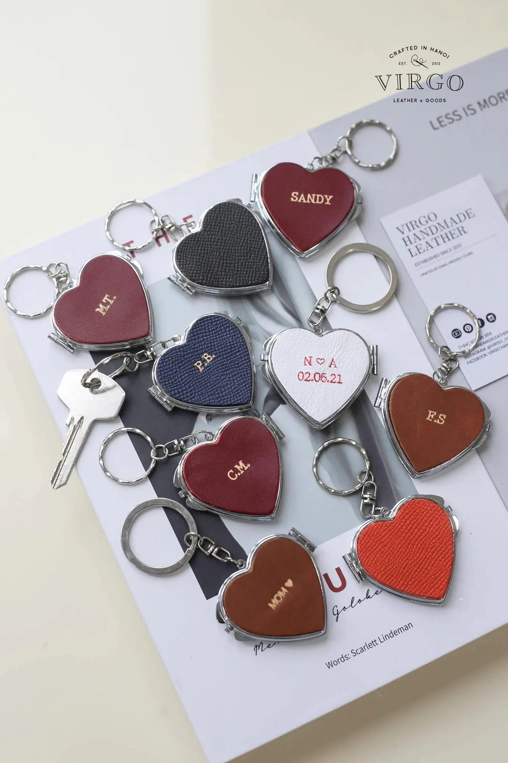 Personalized Heart Mirror Genuine Leather