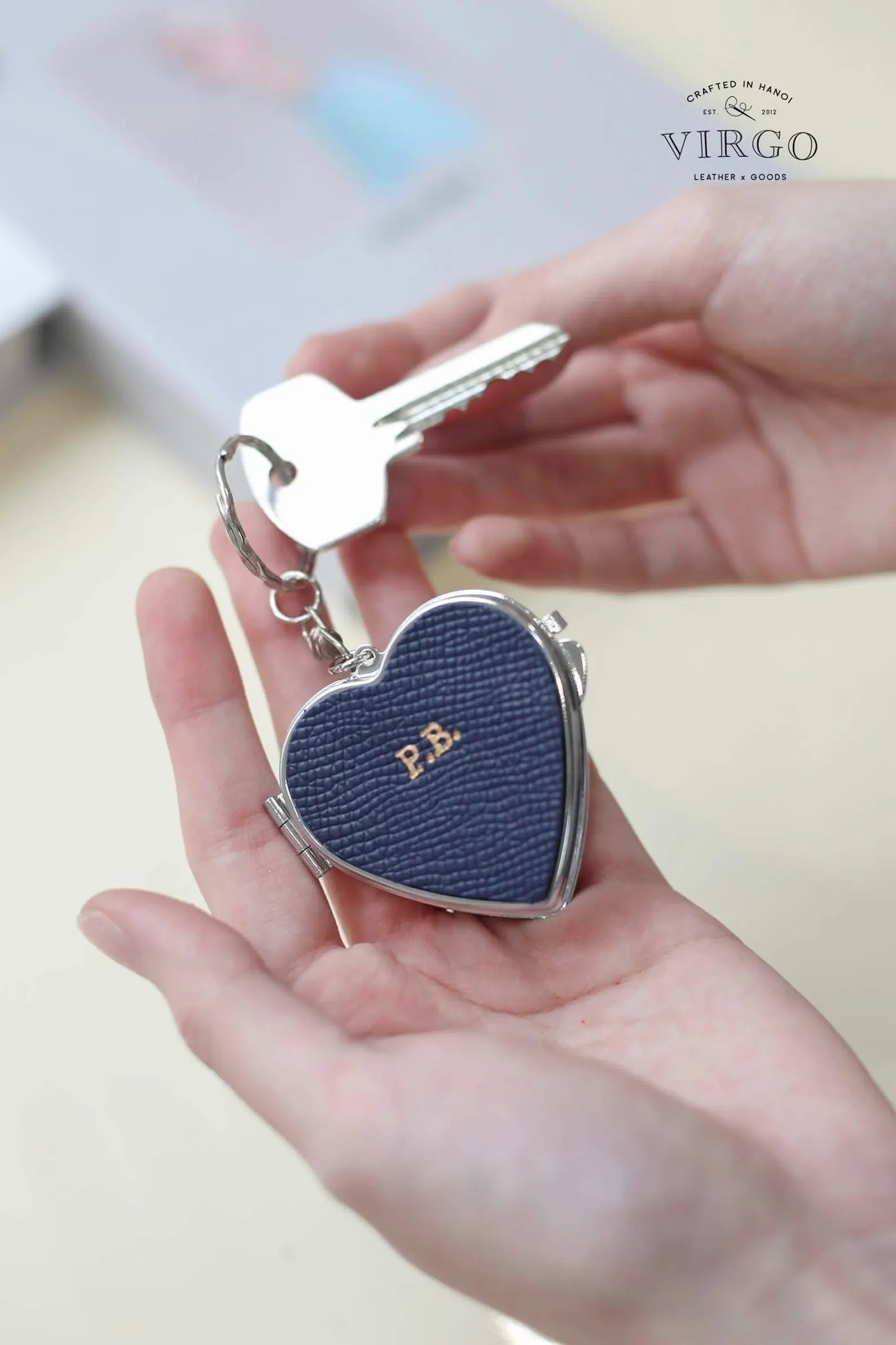 Personalized Heart Mirror Genuine Leather