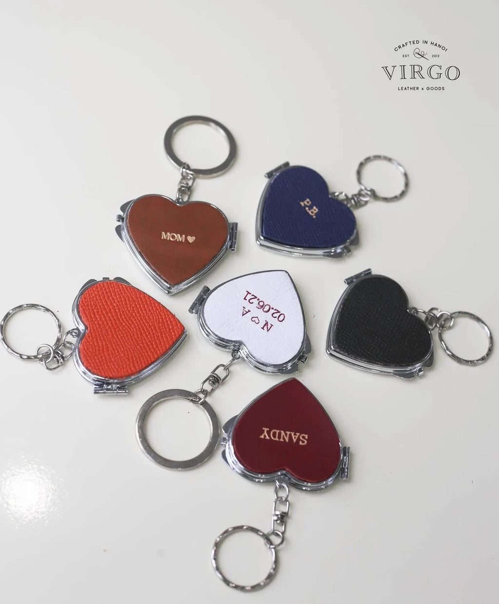 Personalized Heart Mirror Genuine Leather