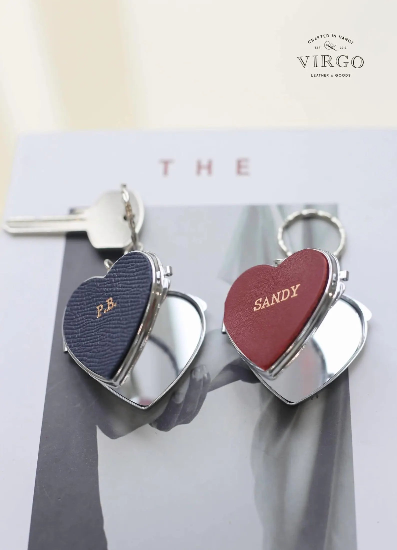 Personalized Heart Mirror Genuine Leather