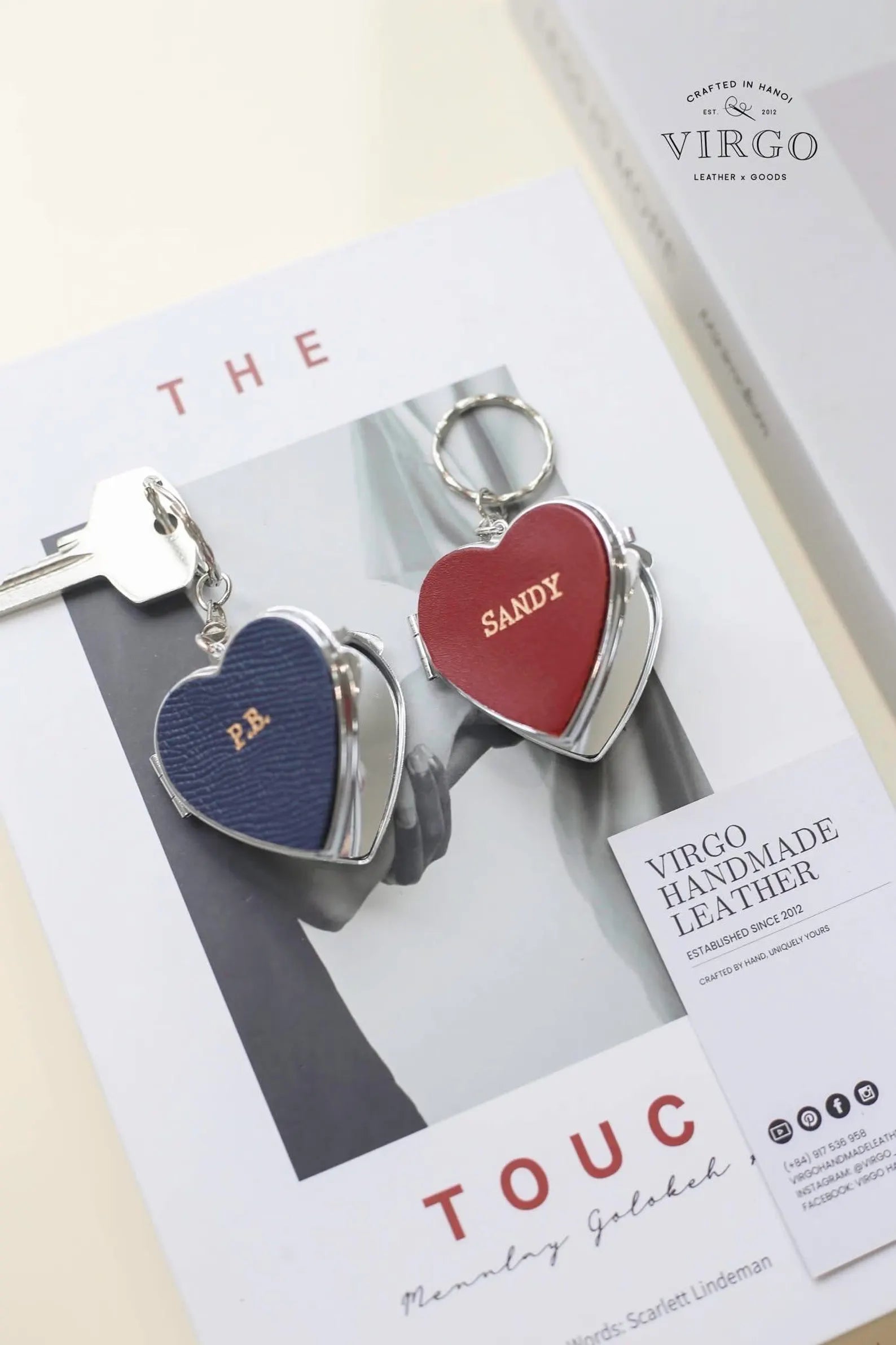 Personalized Heart Mirror Genuine Leather