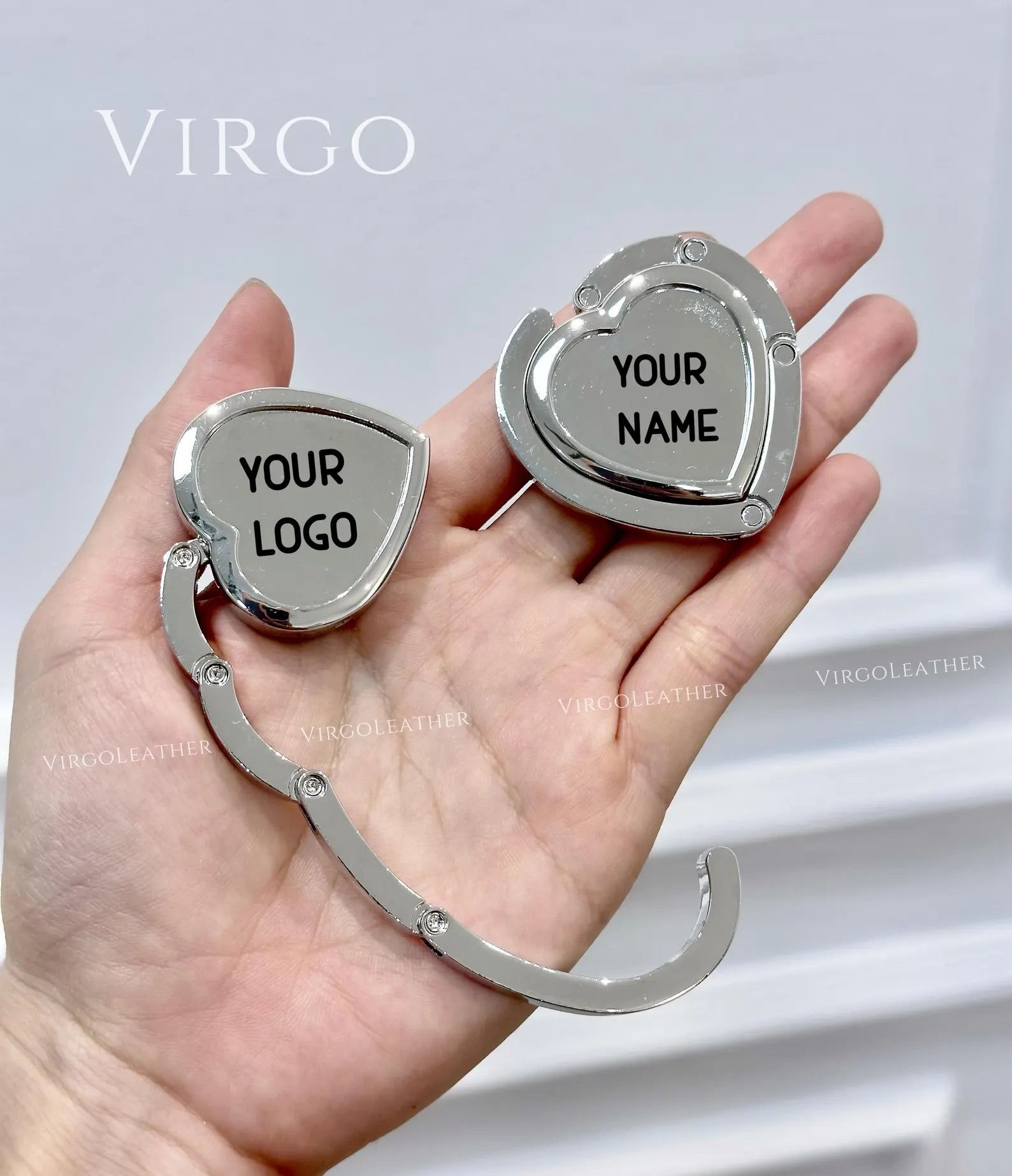 SET OF 10 Heart Personalized LASER Bag Hook Holder, Personalized Unique Hook Holder, Name Hook Holder , Handmade Hook Holder, Valentine Gift