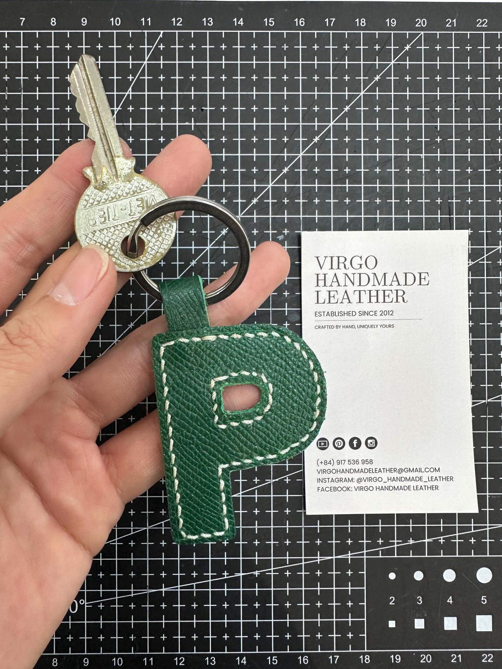 Personalized Leather Initial Keychain, Personalized Unique Bag Charm