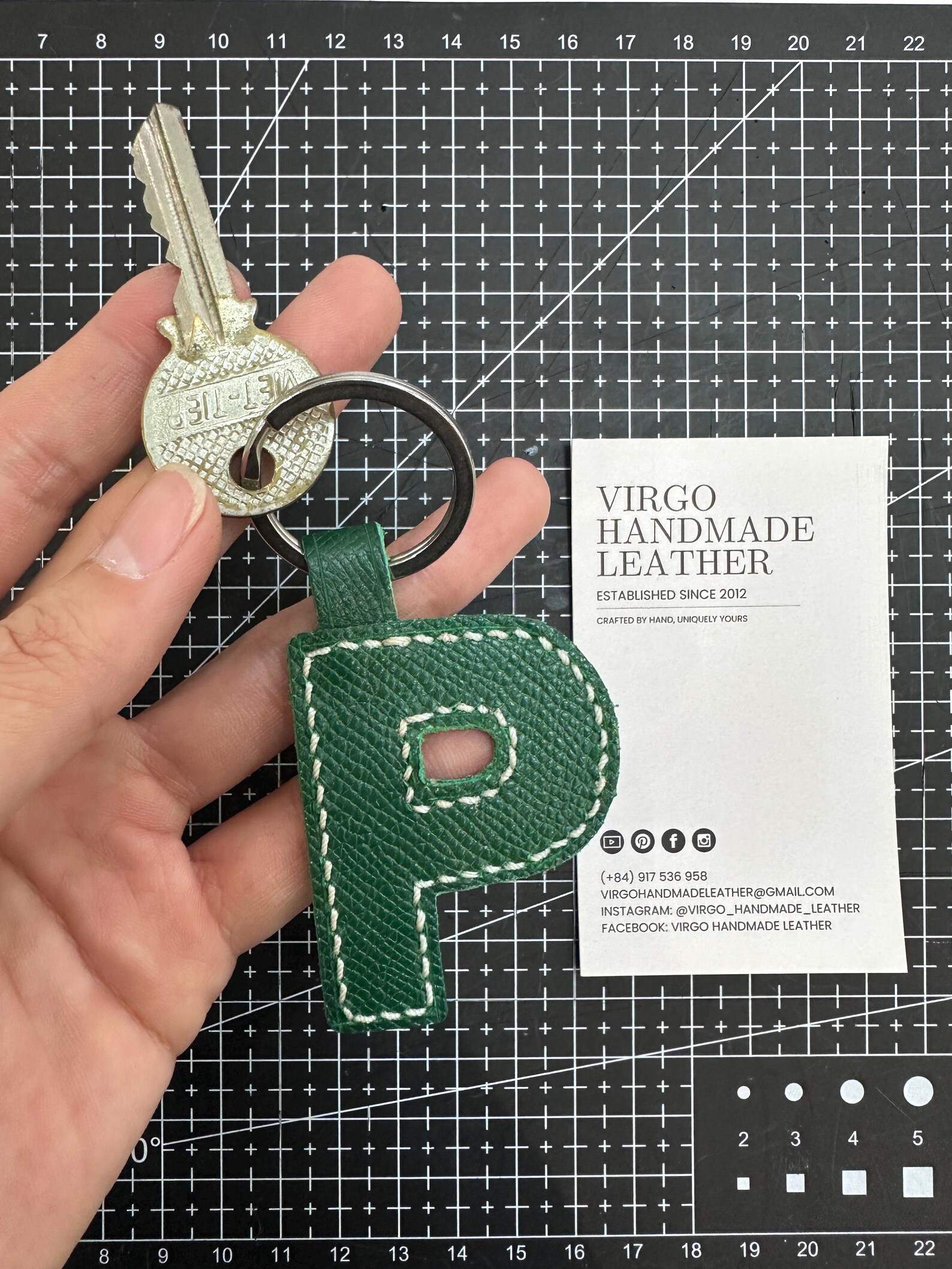 Personalized Leather Initial Keychain, Personalized Unique Bag Charm