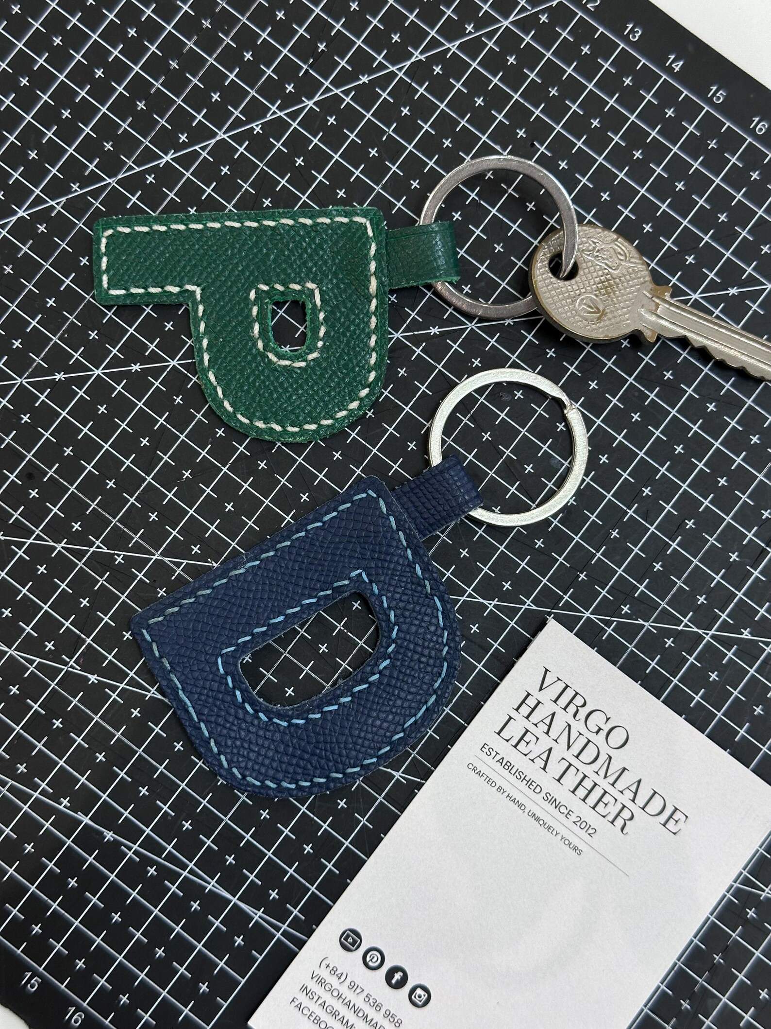 Personalized Leather Initial Keychain, Personalized Unique Bag Charm
