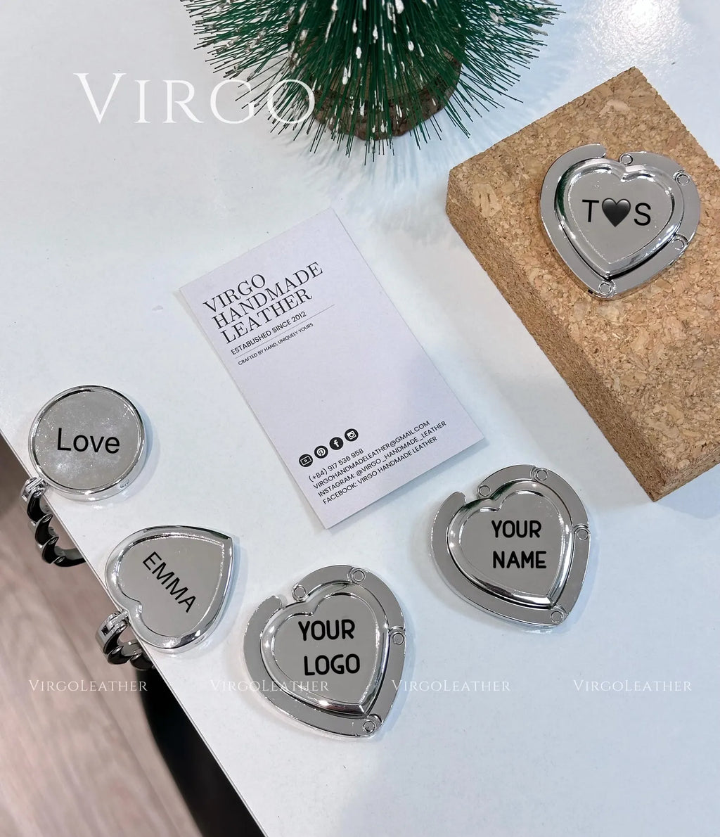 SET OF 10 Heart Personalized LASER Bag Hook Holder, Personalized Unique Hook Holder, Name Hook Holder , Handmade Hook Holder, Valentine Gift