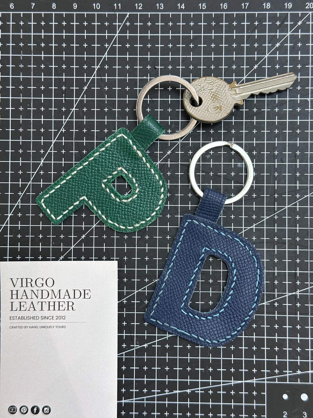 Personalized Leather Initial Keychain, Personalized Unique Bag Charm