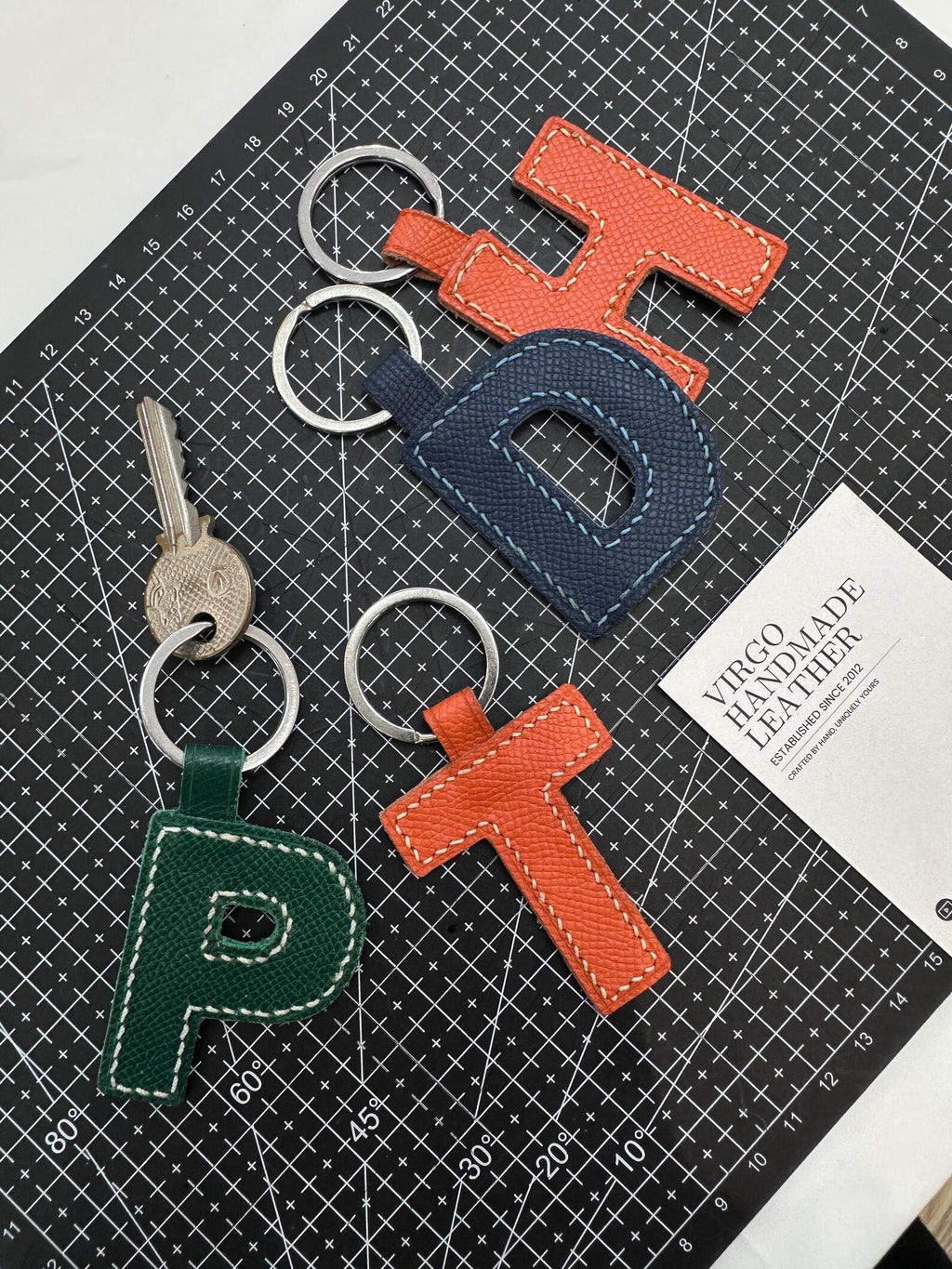 Personalized Leather Initial Keychain, Personalized Unique Bag Charm