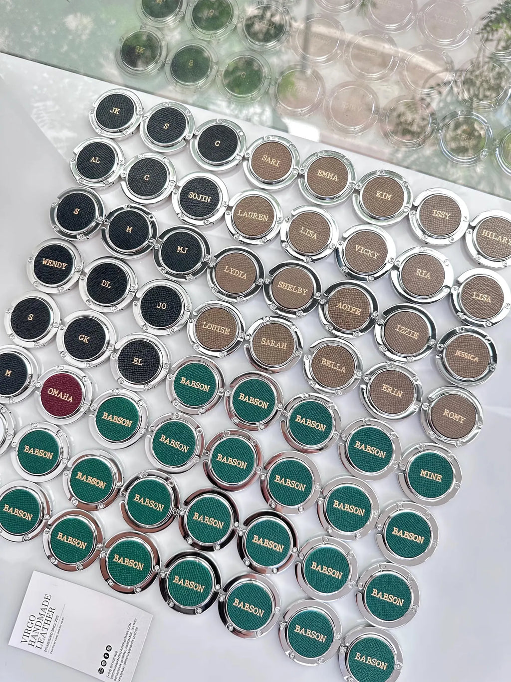 Bulk 50 Pcs Personalized LOGO Leather Bag Hook Holder, Personalized Unique Hook Holder, Name Hook Holder, Handmade Hook Holder