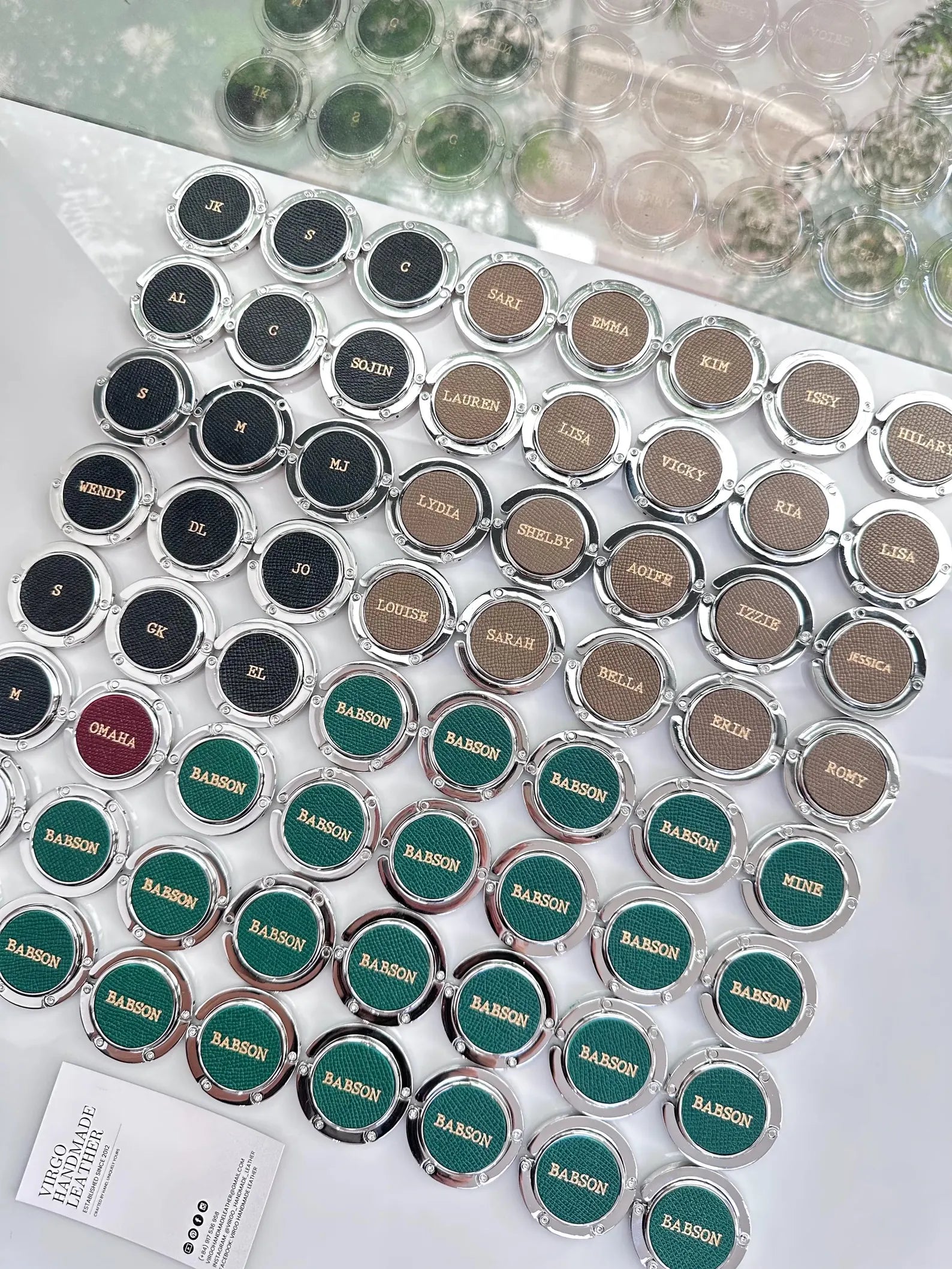 Bulk 50 Pcs Personalized LOGO Leather Bag Hook Holder, Personalized Unique Hook Holder, Name Hook Holder, Handmade Hook Holder