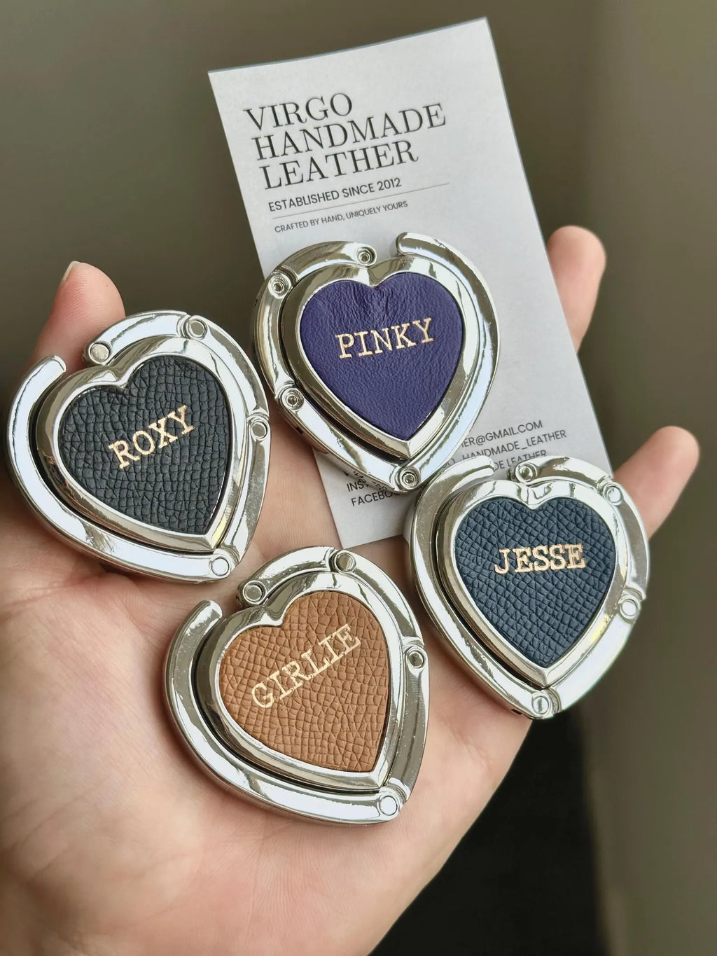 Personalized Heart Leather Bag HookHolder, Personalized Unique HookHolder, Custom Gift