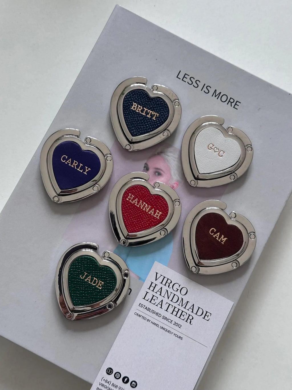 Personalized Heart Leather Bag HookHolder, Personalized Unique HookHolder, Custom Gift