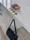Personalized Gold Leather Bag Hook Holder, Unique Genuine Hook Holder, Purse Hook Holder
