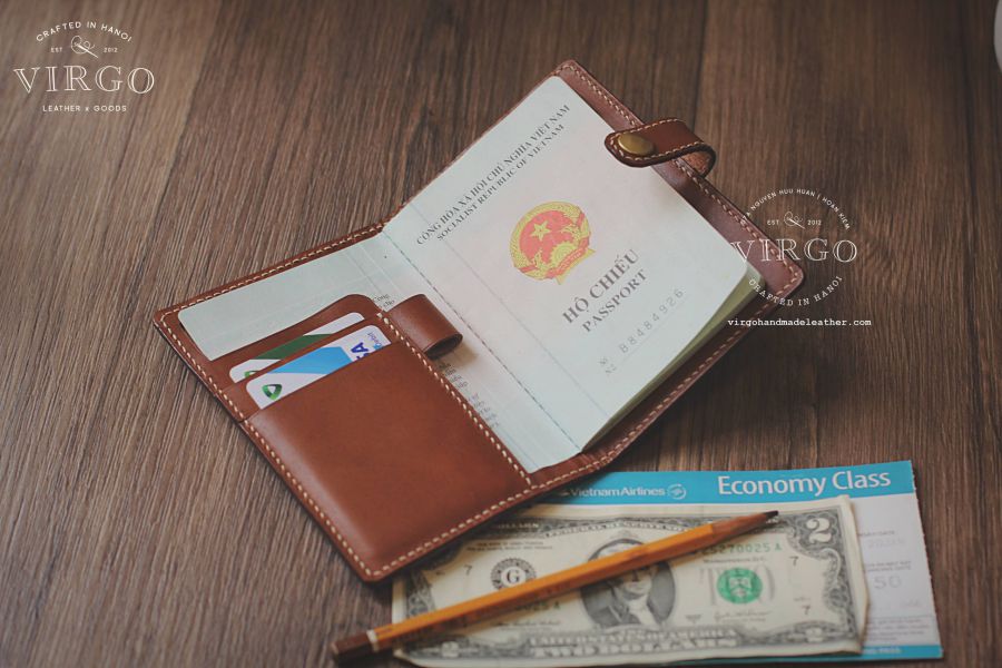 Minimal Passport Cover with Bronze Tag